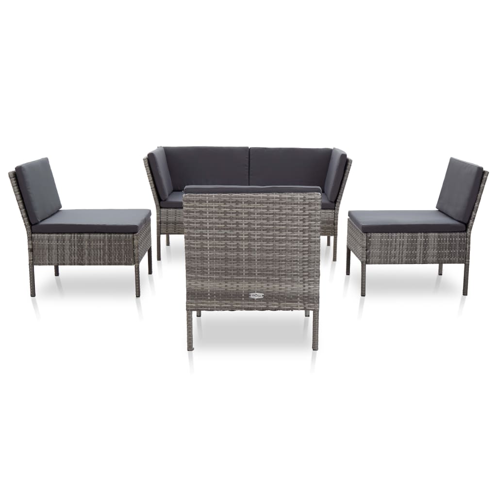 vidaXL 6-delige Loungeset met kussens poly rattan bruin