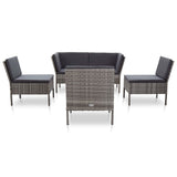 vidaXL 6-delige Loungeset met kussens poly rattan bruin