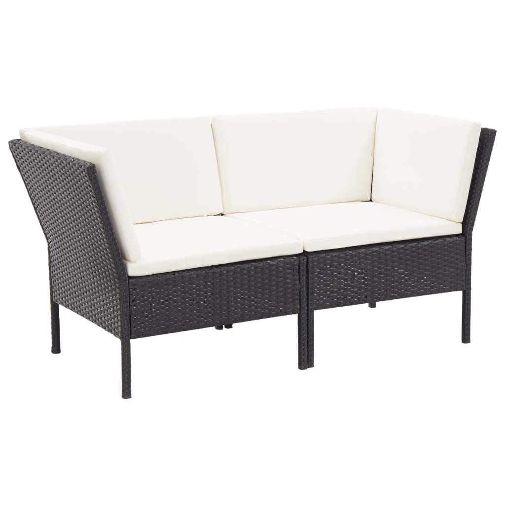 vidaXL 8-delige Loungeset met kussens poly rattan zwart
