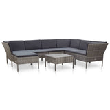 vidaXL 8-delige Loungeset met kussens poly rattan zwart