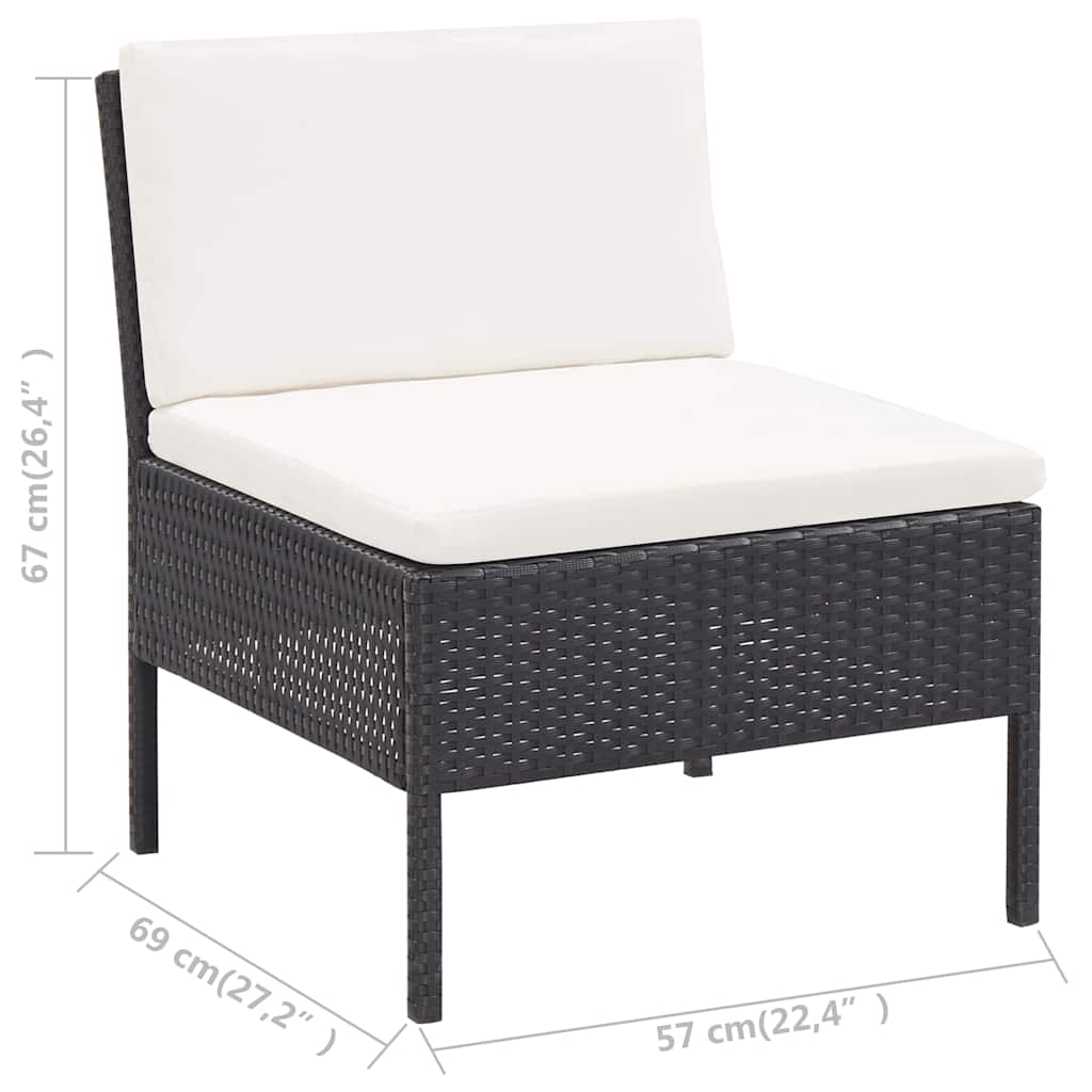 vidaXL 3-delige Loungeset met kussens poly rattan bruin