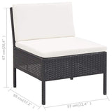vidaXL 3-delige Loungeset met kussens poly rattan bruin