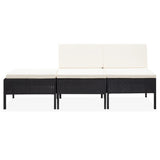 vidaXL 3-delige Loungeset met kussens poly rattan bruin