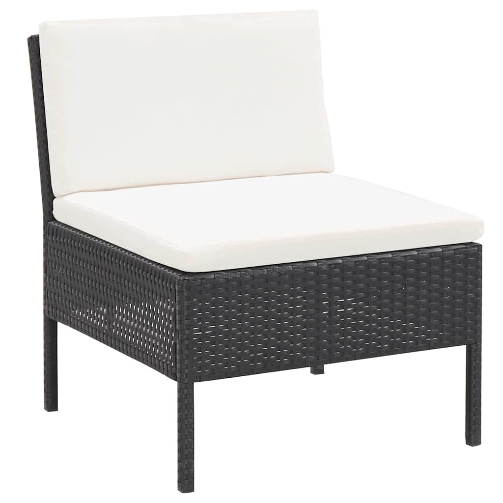 vidaXL 3-delige Loungeset met kussens poly rattan bruin