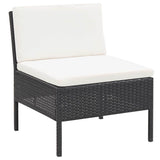 vidaXL 3-delige Loungeset met kussens poly rattan bruin