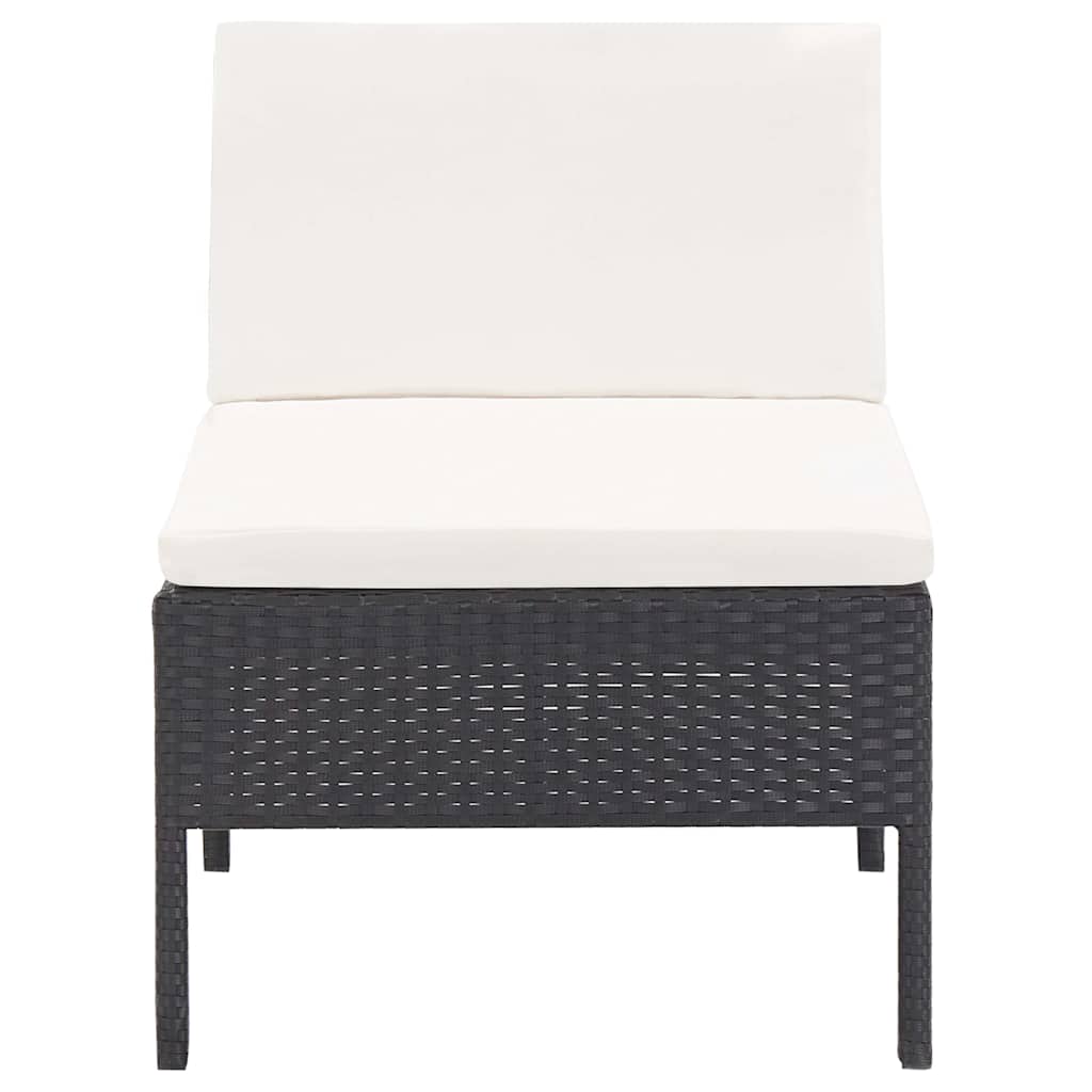 vidaXL 3-delige Loungeset met kussens poly rattan bruin