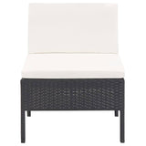 vidaXL 3-delige Loungeset met kussens poly rattan bruin