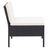 vidaXL 3-delige Loungeset met kussens poly rattan bruin
