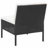 vidaXL 3-delige Loungeset met kussens poly rattan bruin