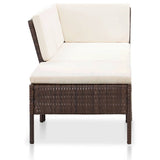 vidaXL 3-delige Loungeset met kussens poly rattan bruin