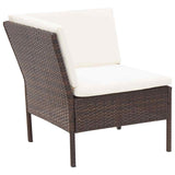 vidaXL 3-delige Loungeset met kussens poly rattan bruin
