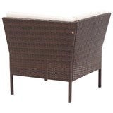 vidaXL 3-delige Loungeset met kussens poly rattan bruin