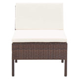 vidaXL 3-delige Loungeset met kussens poly rattan bruin