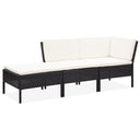 vidaXL 3-delige Loungeset met kussens poly rattan bruin