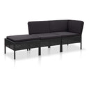 vidaXL 3-delige Loungeset met kussens poly rattan bruin