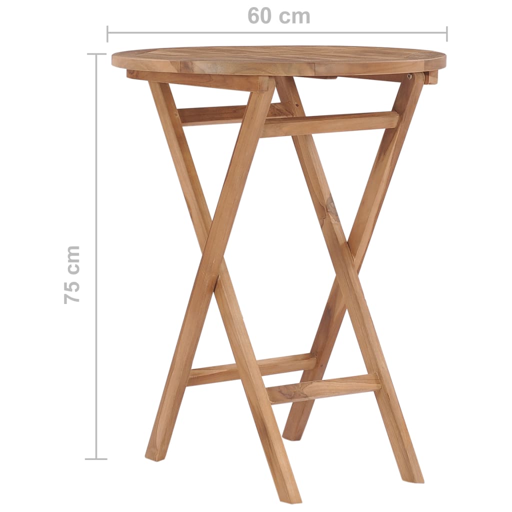 vidaXL Foldable Garden Table 60 cm Solid Teak