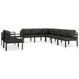 vidaXL 8-delige Loungeset met kussens aluminium antracietkleurig