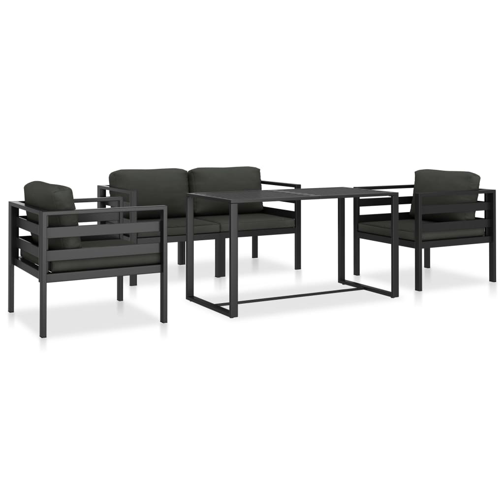 vidaXL 6-delige Loungeset met kussens aluminium antracietkleurig