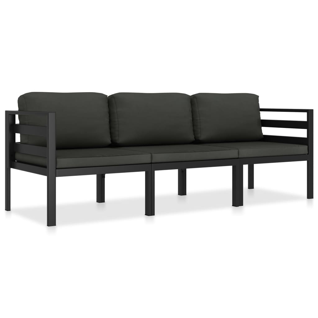 vidaXL 4-delige Loungeset met kussens aluminium antracietkleurig