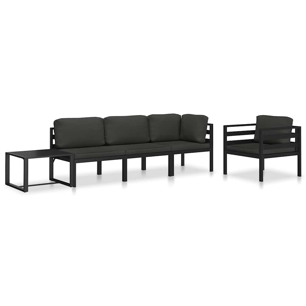 vidaXL Sectional Corner Sofa 1 pc with Cushions Aluminum Anthracite