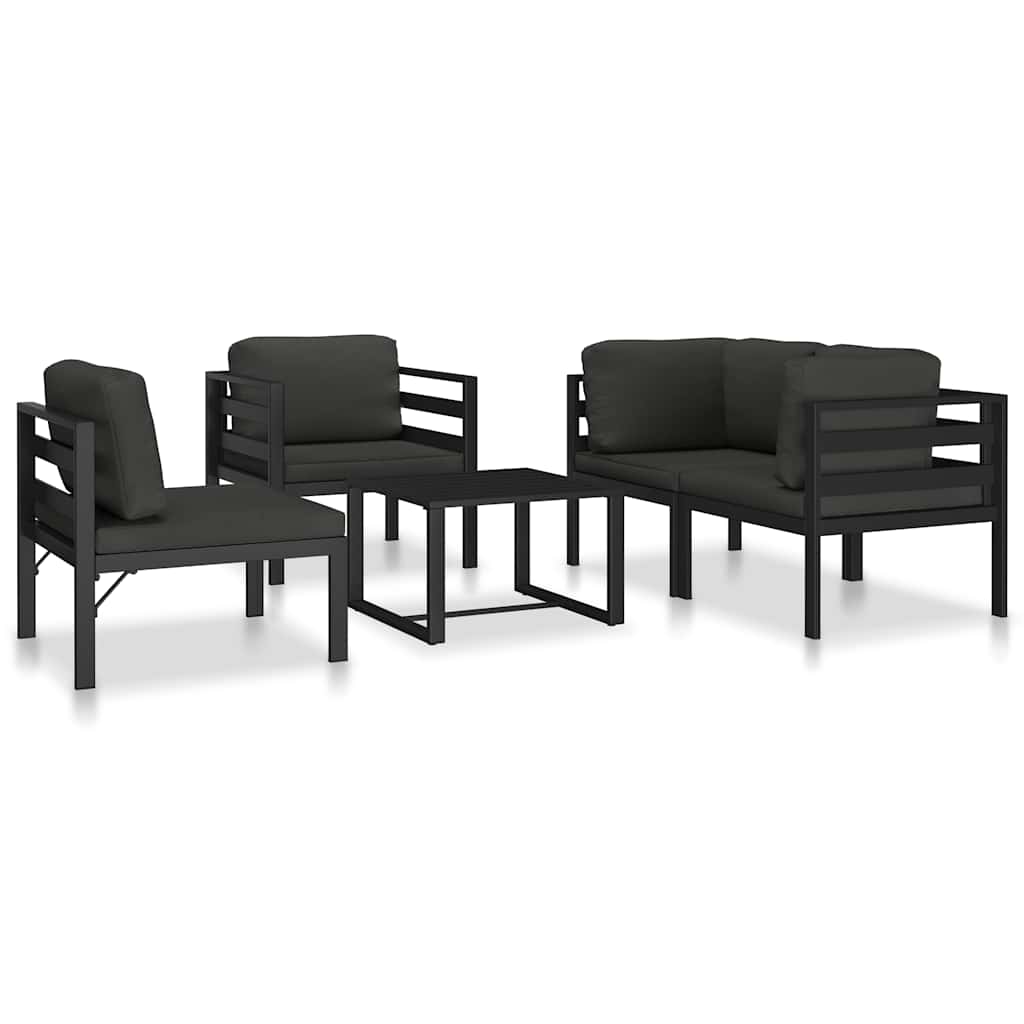 vidaXL Sectional Corner Sofa 1 pc with Cushions Aluminum Anthracite