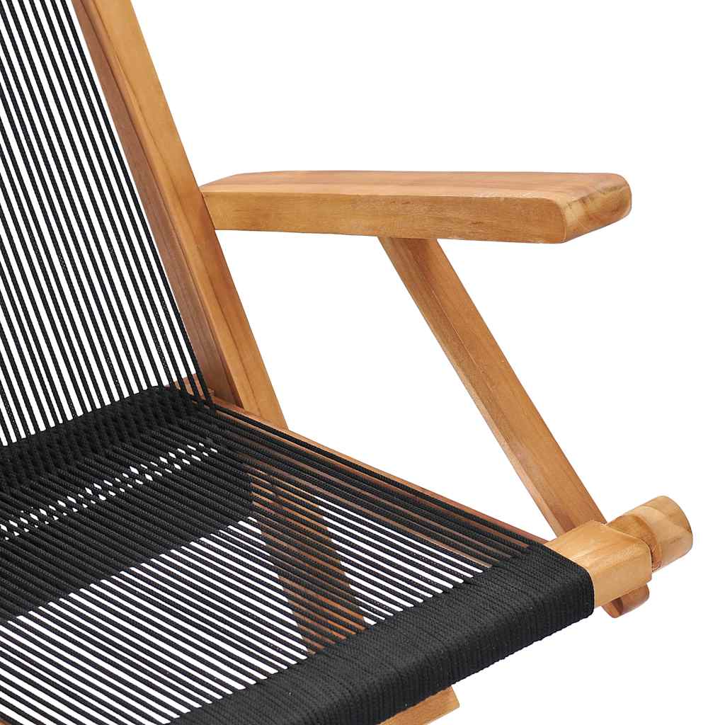 vidaXL Tuinstoelen inklapbaar 2 st massief teakhout en touw