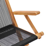 vidaXL Tuinstoelen inklapbaar 2 st massief teakhout en touw