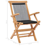 vidaXL Tuinstoelen inklapbaar 2 st massief teakhout en touw