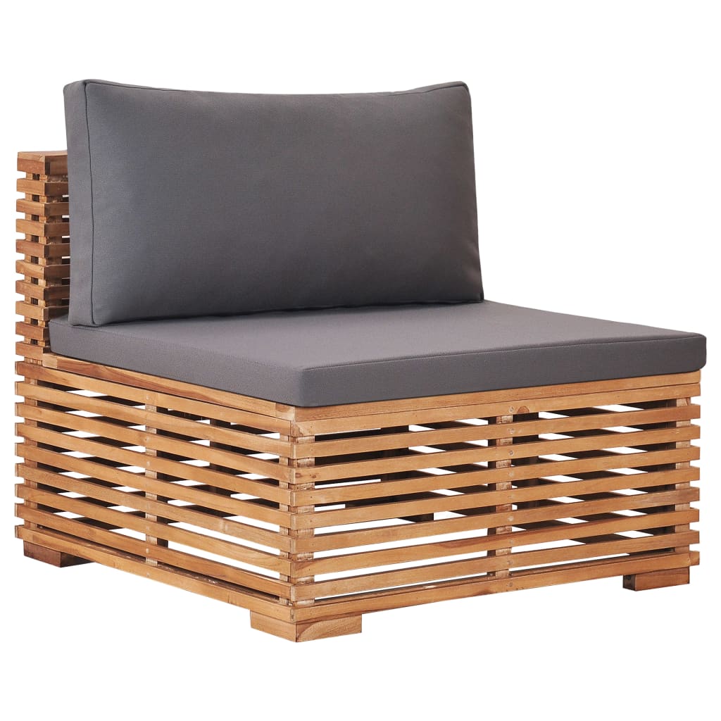 vidaXL Tuintafel en voetensteun met crèmekleurig kussen teakhout