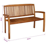 vidaXL Tuinbank 2-zits stapelbaar 120 cm massief teakhout