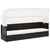 vidaXL Tuinbed met luifel 205x62 cm poly rattan grijs