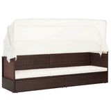 vidaXL Tuinbed met luifel 205x62 cm poly rattan grijs
