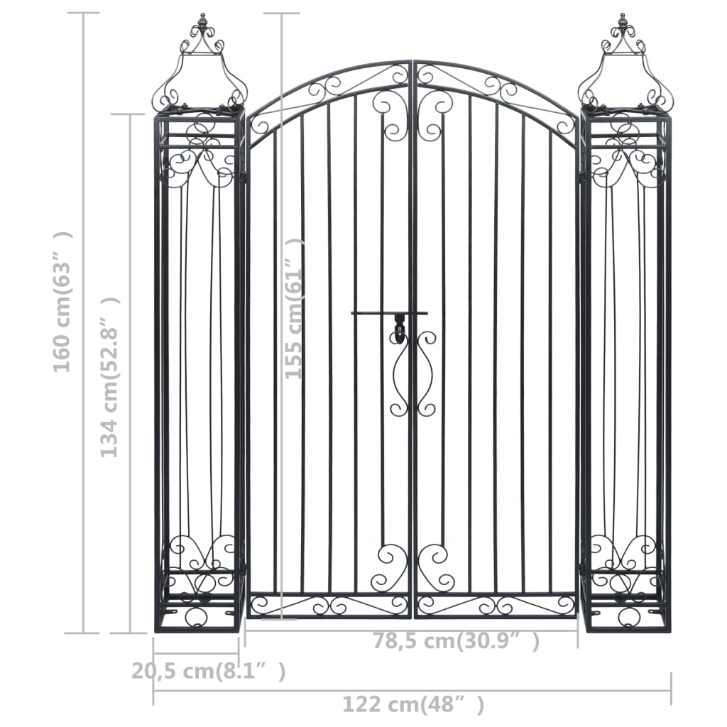 vidaXL Poort decoratief 122x20,5x100 cm smeedijzer