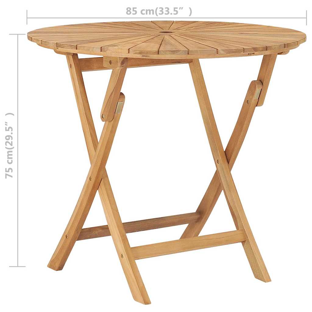 vidaXL Folding Garden Table Ø 120 cm Solid Teak Wood