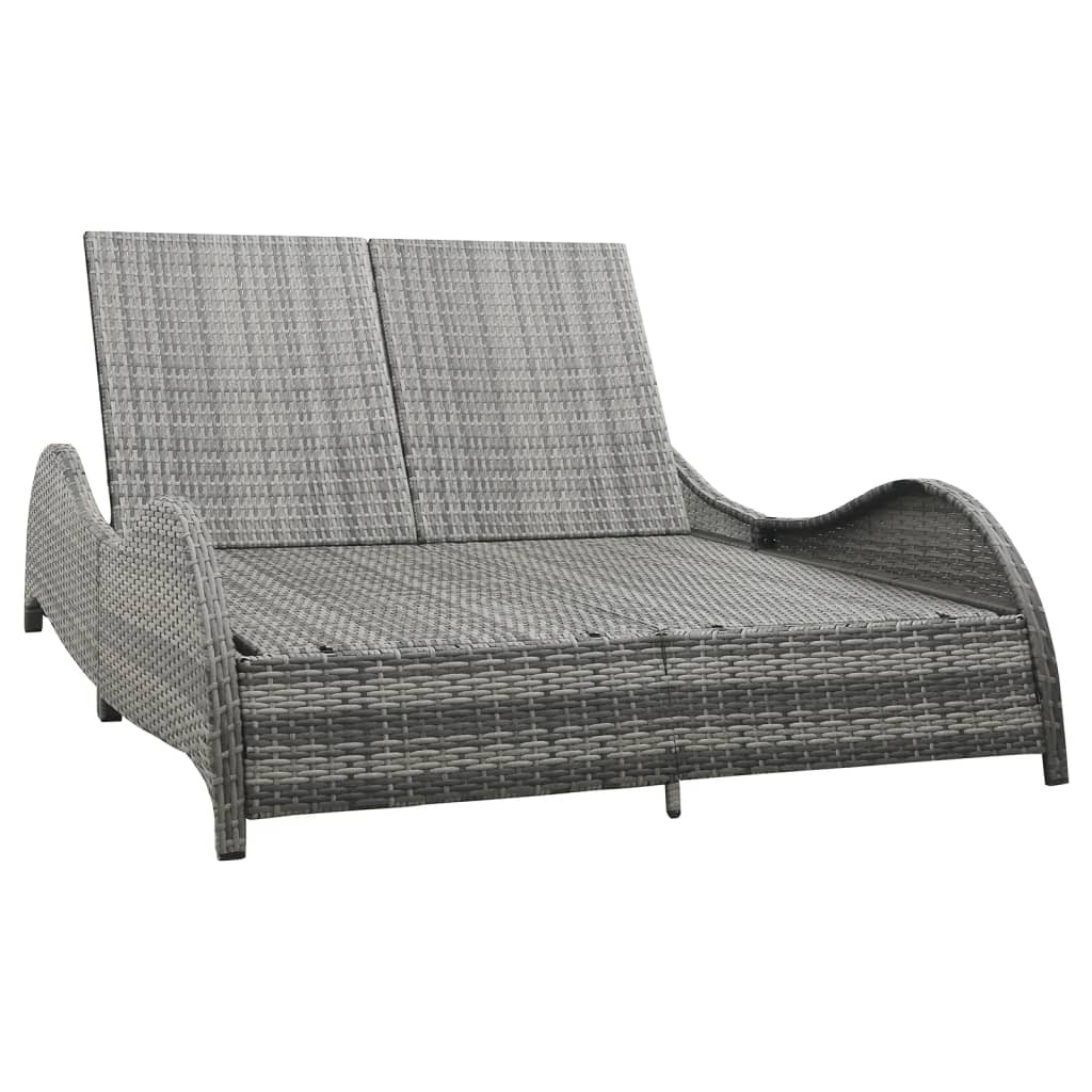 vidaXL Ligbed met kussen poly rattan antraciet