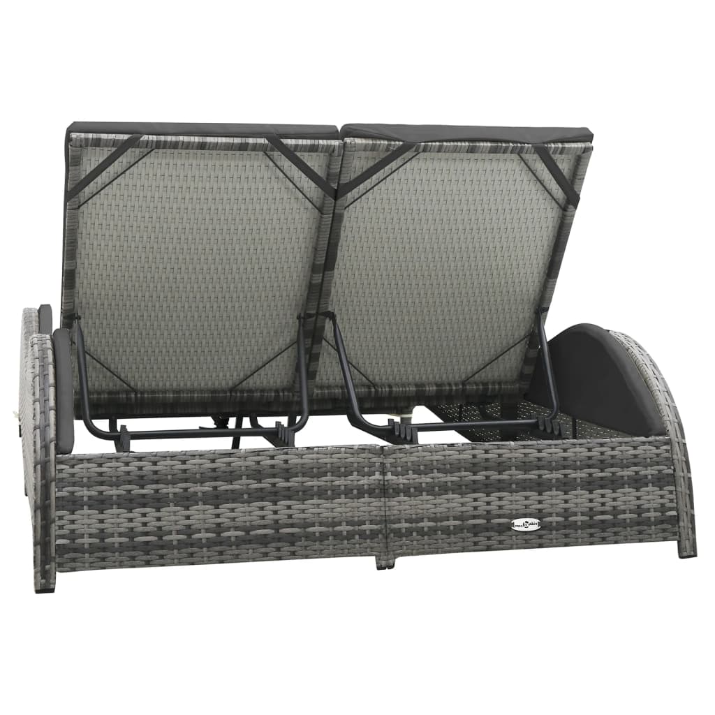 vidaXL Ligbed met kussen poly rattan antraciet