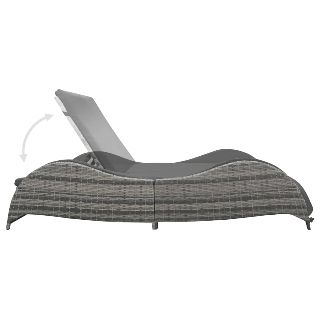 vidaXL Ligbed met kussen poly rattan antraciet