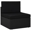 vidaXL Center Sofa Sectional Poly Rattan Black