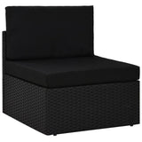 vidaXL Center Sofa Sectional Poly Rattan Black