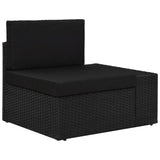 vidaXL Center Sofa Sectional Poly Rattan Black