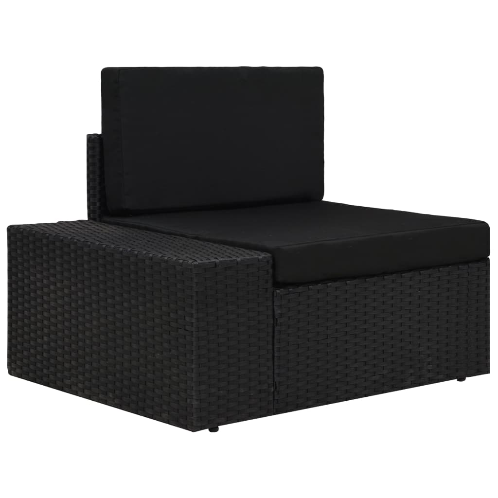 vidaXL Center Sofa Sectional Poly Rattan Black