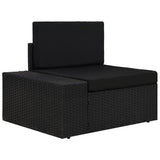 vidaXL Center Sofa Sectional Poly Rattan Black