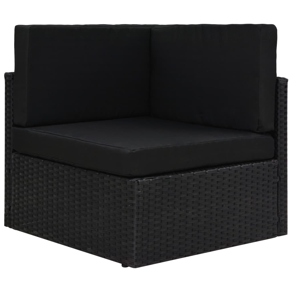 vidaXL Center Sofa Sectional Poly Rattan Black