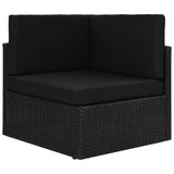 vidaXL Center Sofa Sectional Poly Rattan Black