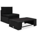 vidaXL Center Sofa Sectional Poly Rattan Black