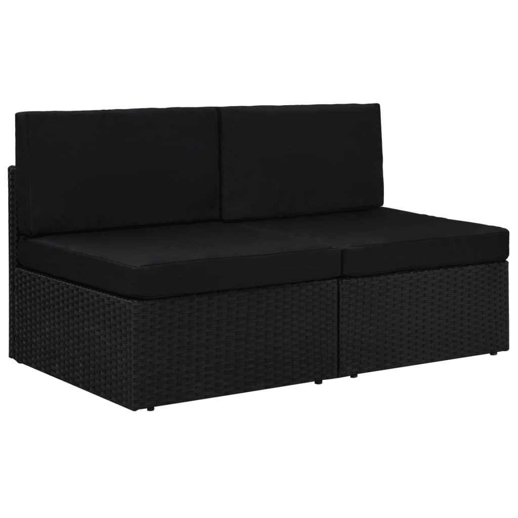 vidaXL Center Sofa Sectional Poly Rattan Black