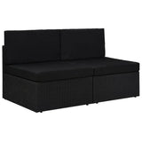 vidaXL Center Sofa Sectional Poly Rattan Black