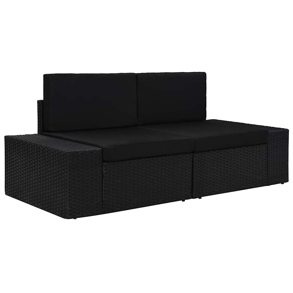 vidaXL Center Sofa Sectional Poly Rattan Black