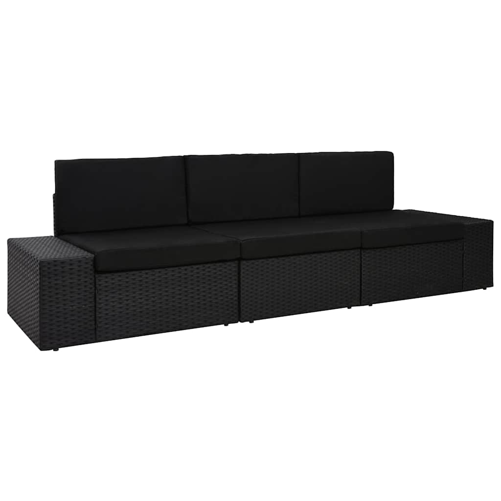 vidaXL Center Sofa Sectional Poly Rattan Black