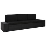 vidaXL Center Sofa Sectional Poly Rattan Black